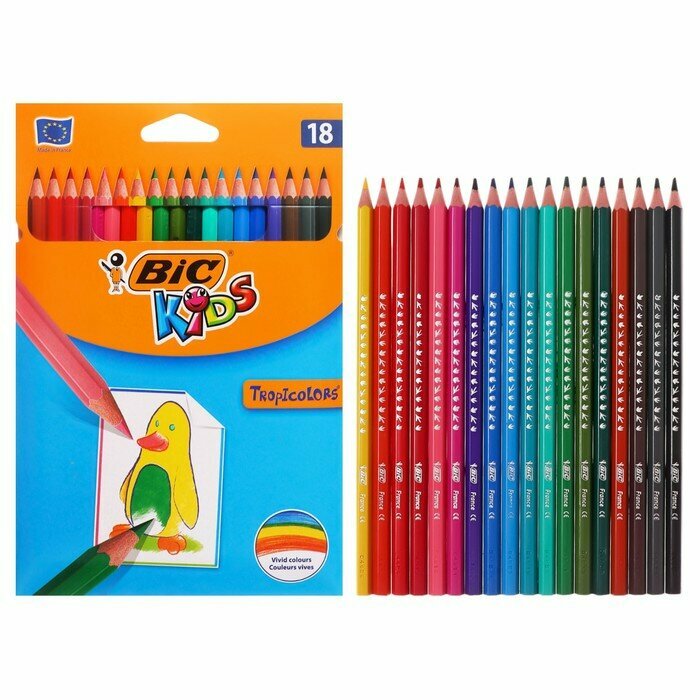 Карандаши пластиковые 18 цветов, BIC Kids Tropicolors, микс