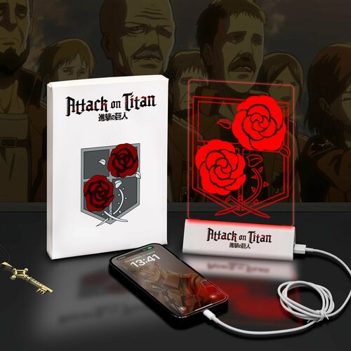 Ночник Атака Титанов / Подарочный набор аниме бокс / Настольный 3д светильник повербанк 2600 mAh