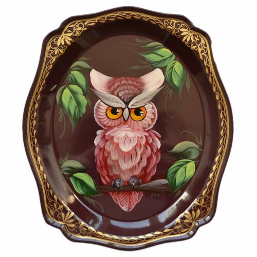 Жостовская фабрика декоративной росписи Жостовский поднос декоративный, размер 20х17 см (A3), металлический