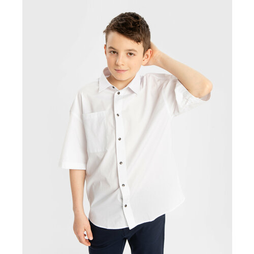 Школьная рубашка Button Blue, размер 170, белый школьная рубашка button blue размер 170 розовый