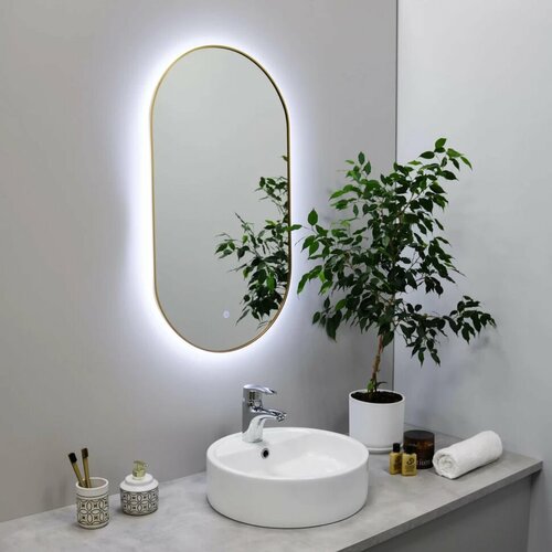 Зеркало Fixsen FX-3120G 50x120 см с LED-подсветкой сенсорным выключателем диммером золотой матовый 15713₽