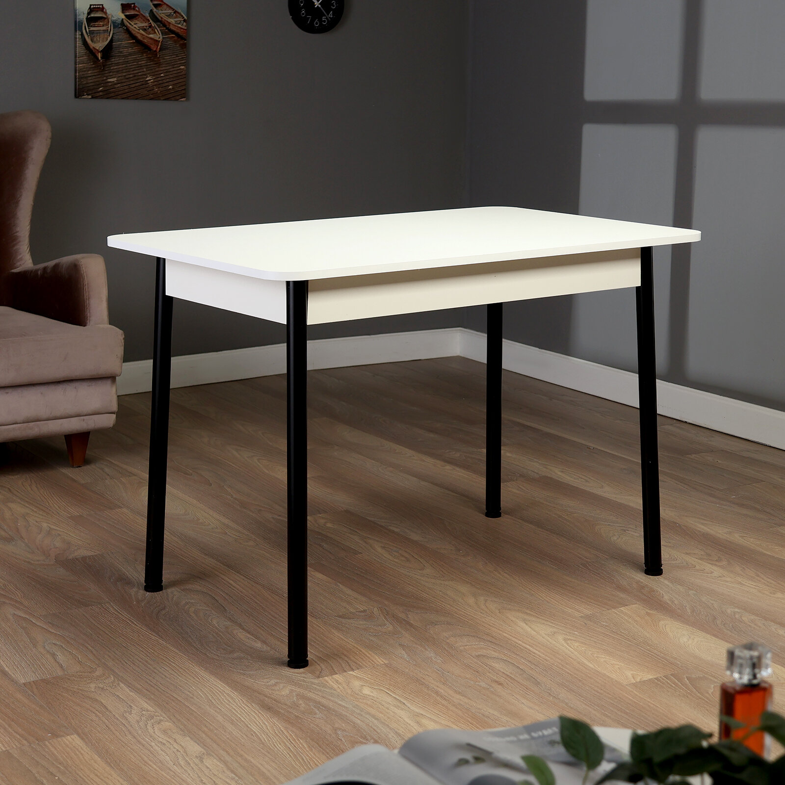 фото Стол кухонный Лион 1, 1100х700х750, Белый матовый