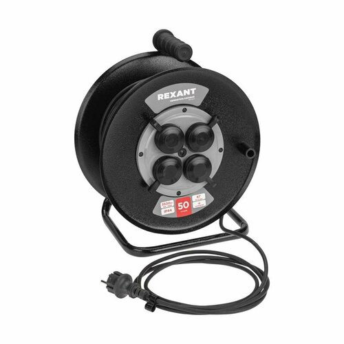 Удлинитель силовой КГ на катушке 4 гнезда сз 50м 3х15кв мм IP44 c защитными крышками метал катушка Rexant 13-5013 11926₽