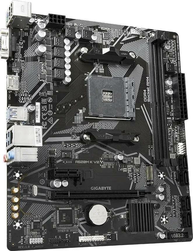Материнская плата GIGABYTE 4 SATA 6 Гб/с (A520M K V2)