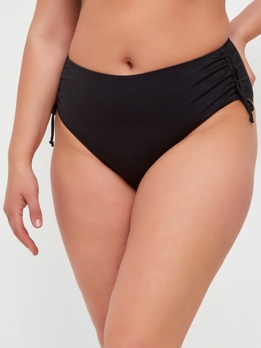 фото Плавки женские купальные с высокой посадкой черные больших размеров