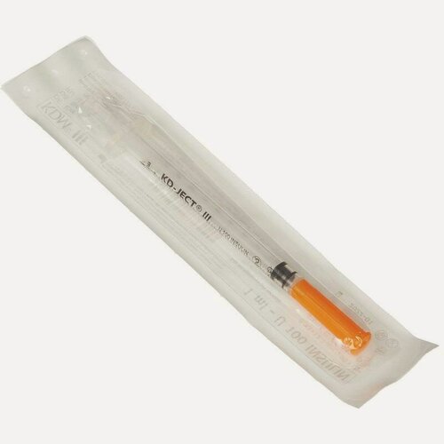 Изображение товара Шприц 3-комп. однораз. инс.0,3 мл U-100 инт. (0,30x8) инт. KDМ 100шт/уп