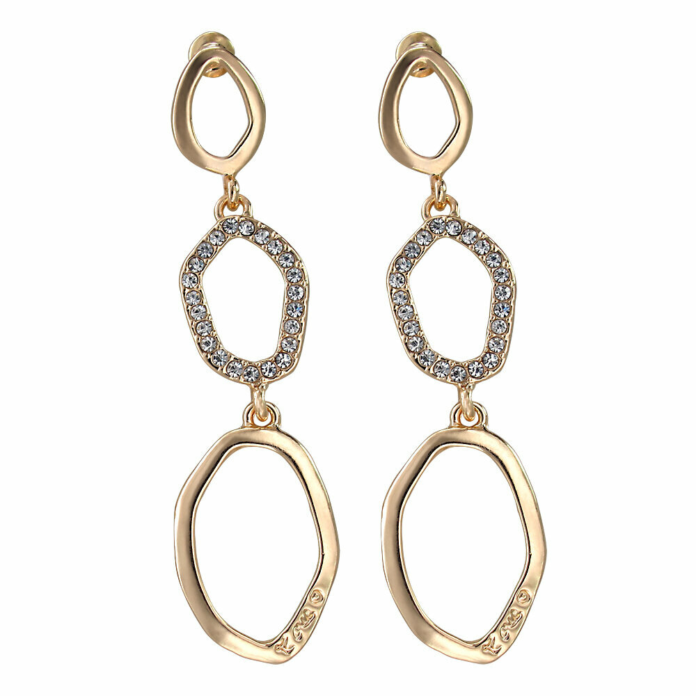 Серьги с подвесками Эстет  стекло  золотой