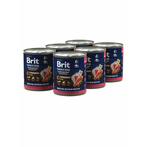 Консервы Brit Premium BY NATURE Dog, говядина, рис 850г х 6шт
