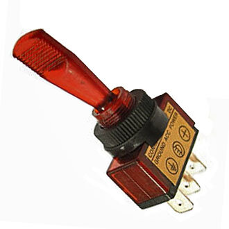 Тумблер для цепей постоянного тока ASW-13D, красный тумблер 12В 20А — фото 1