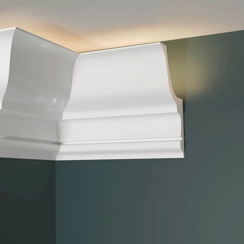 Изображение товара Плинтус потолочный с подсветкой LED и с отражателем, дюрополимер Decor-Dizayn (Декор-Дизайн), 120х75х2000мм, DD509