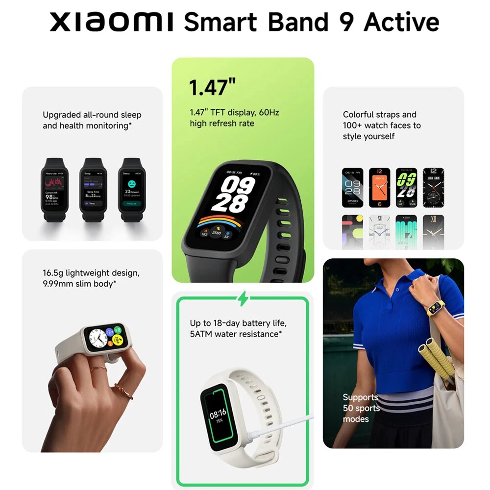 Смарт-браслет Xiaomi Mi Band 7, 1.62", AMOLED экран, цвет и комплектация в ассортименте, no stock — фото 1