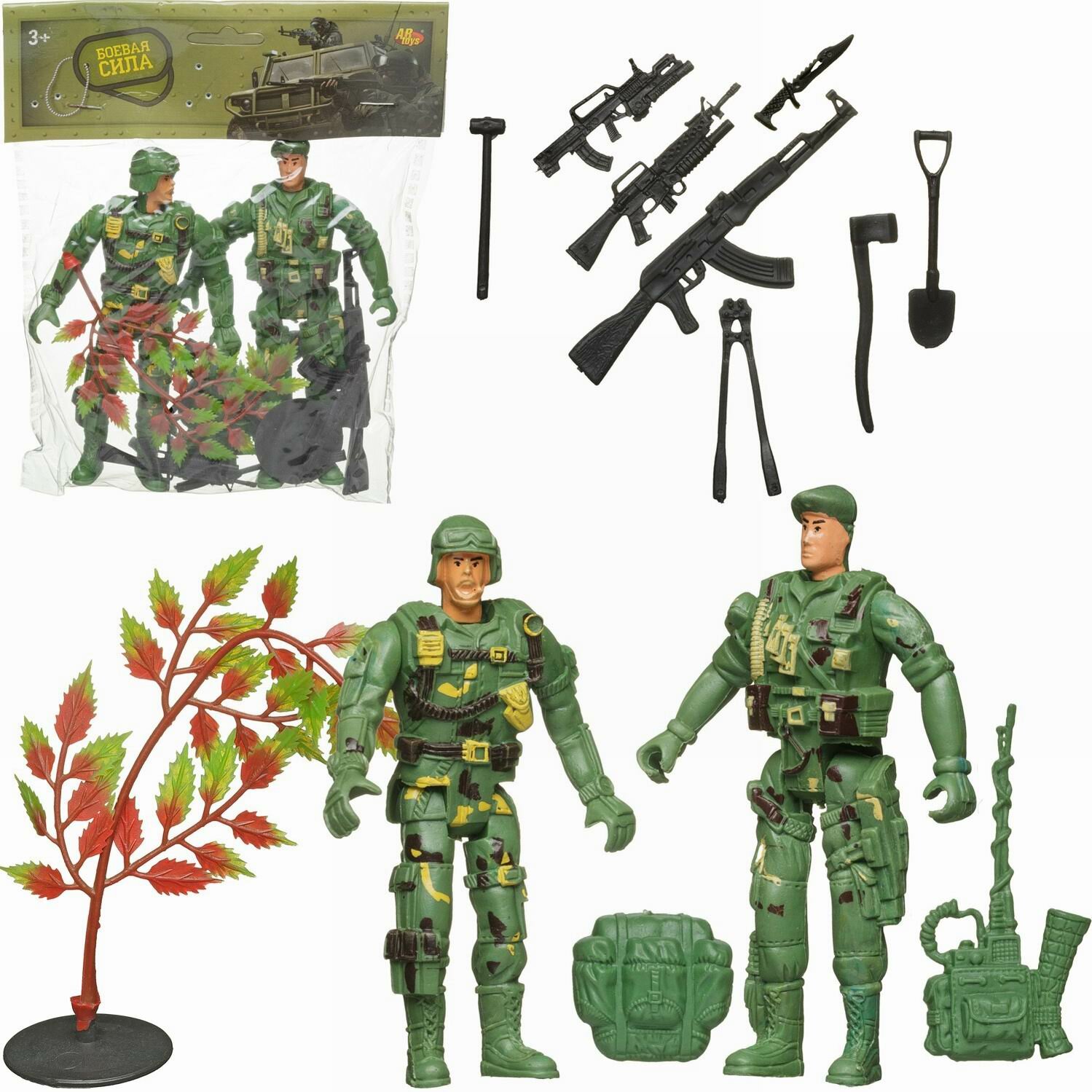 Игровой набор Abtoys Боевая сила Два солдата с игровыми предметами (комплект 2) PT-01784/комплект2