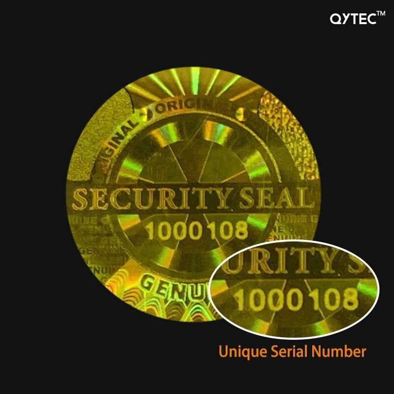 Голографические наклейки QYTEC с серийным номером, Serial Number Gold