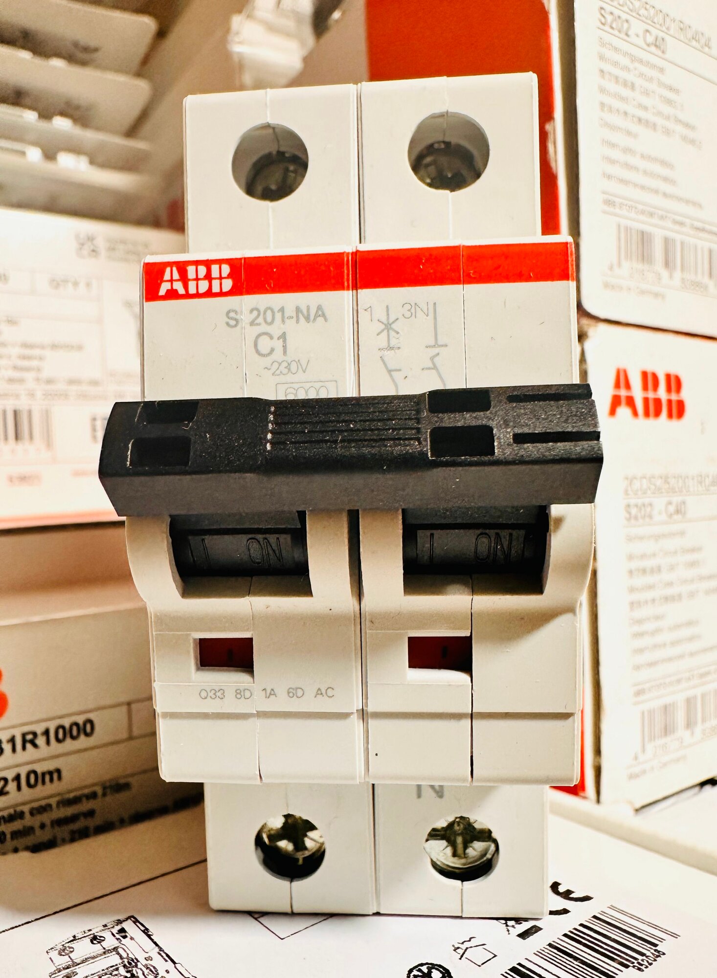 S201 C 1a (один ампер) 1P+N 6kA Автоматический выключатель ABB 2CDS251103R0014