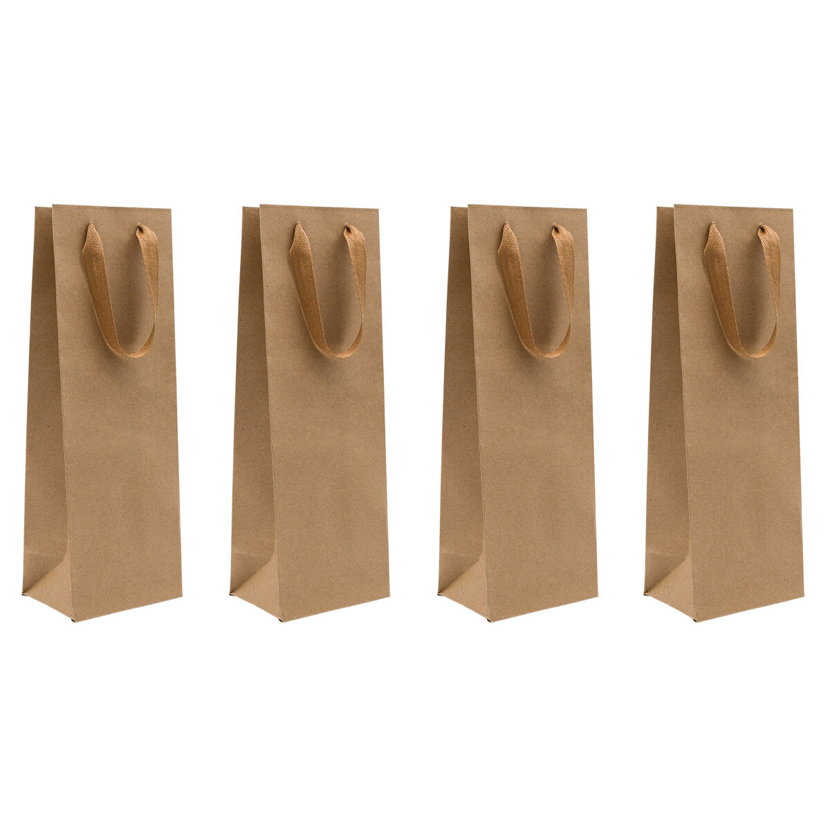 Пакет под бутылку подарочный крафтовый, набор 4 шт, 12*35*9 см, Айрис