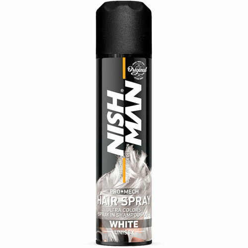 фото Цветной спрей для волос nishman hair coloring mech spray - white (белый), 150 мл