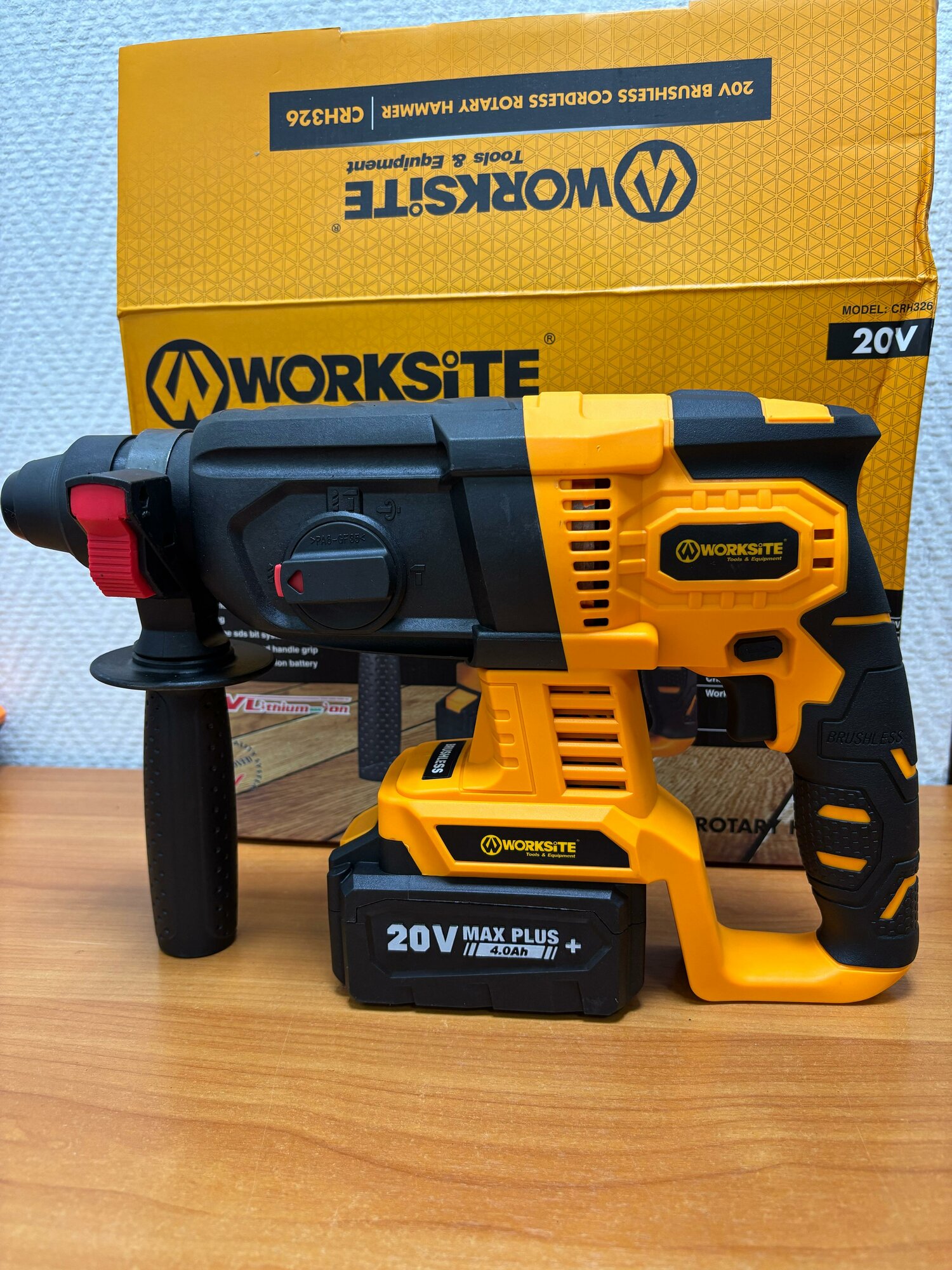Перфоратор Worksite SDS Plus, бесщеточный, аккумуляторный, 4.0 Ач, 20В