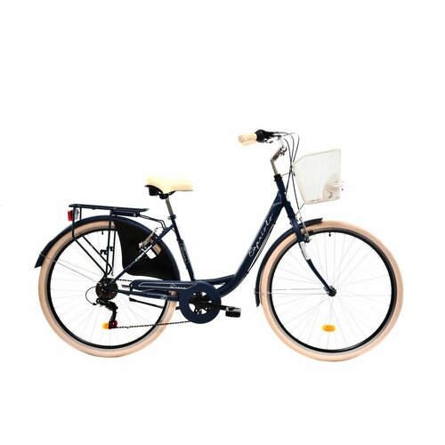 Велосипед CAPRIOLO CITY DIANA STEEL (1 X 6), рама сталь 18', колёса 28' (сапфирово-синий (матовый) - белый)