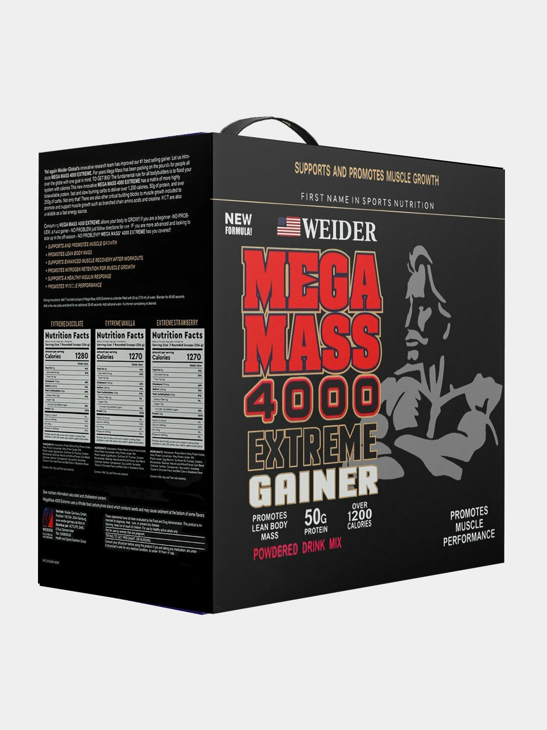 Geyner Mega Mass Weider Gainer, Для набора массы, Шоколад,3 kg — фото 1