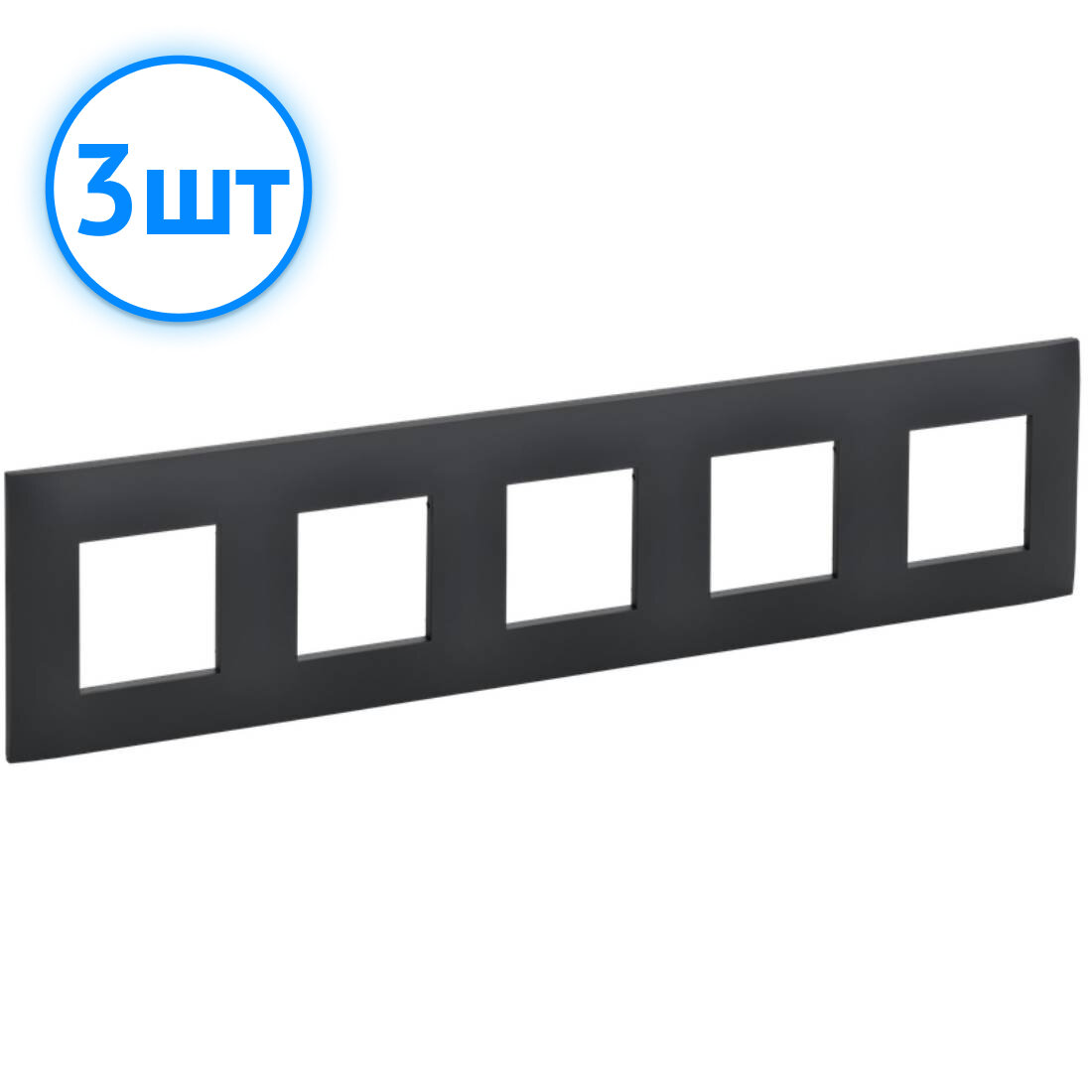 Рамка электроустановочная 5-постовая IEK SKANDY графит SK-F05G SK-M52-K53 (комплект из 3 шт.)