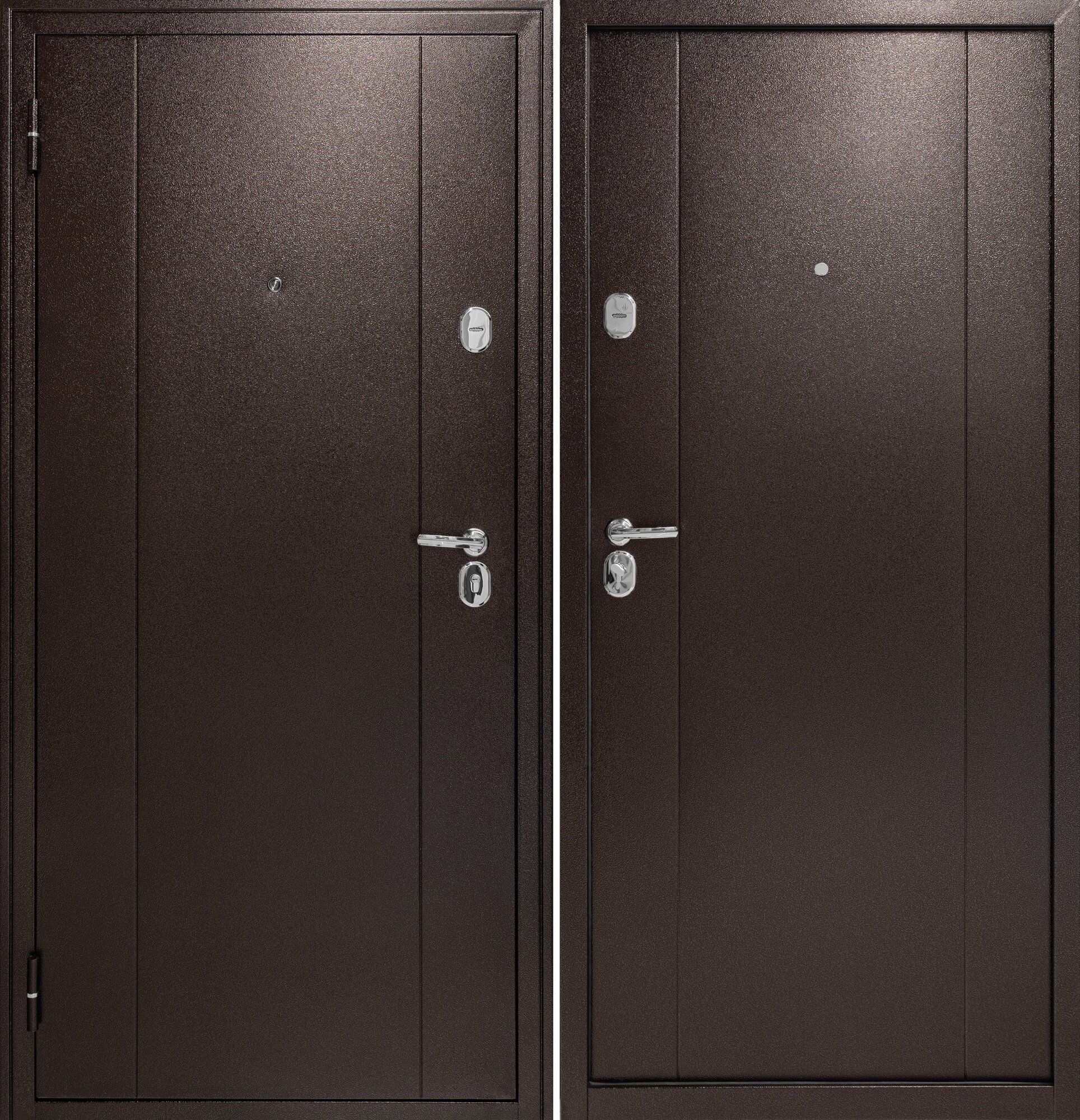 Входная металлическая дверь Комфорт-74 960х2050 левая наружу Антик темно-коричневый.