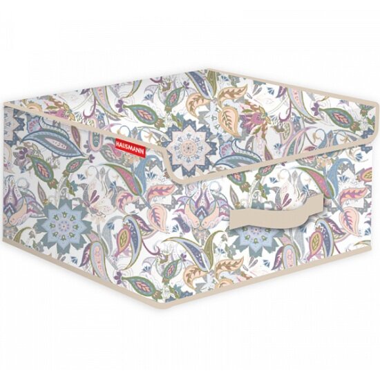 Кофр для хранения Hausmann 30х30х16 см бежевый/ принт