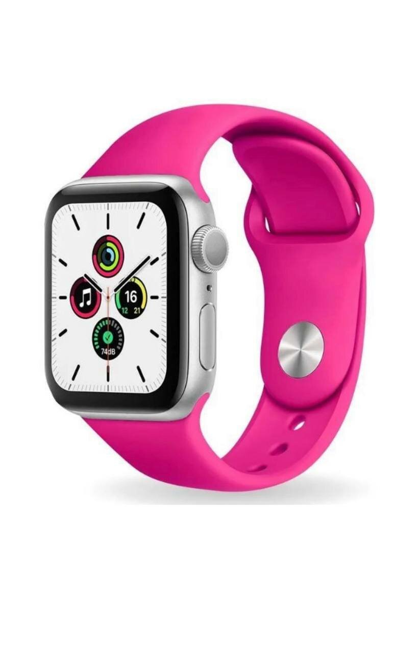 Ремешок для Apple Watch 38/40/41 mm силиконовый, розовый флуоресцентный, фуксия