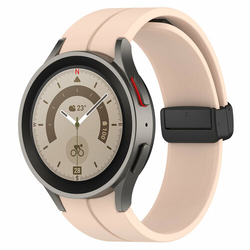 ремешок силиконовый для samsung galaxy watch 5 аксессуары для часов samsung galaxy watch 5 Силиконовый ремешок для Samsung Galaxy Watch 4/5/6, L, черная застежка, светло-розовый