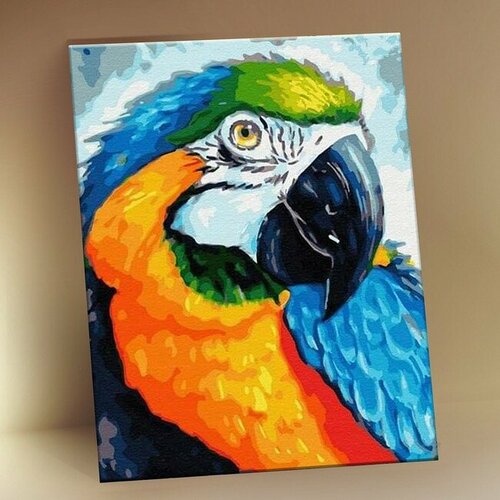 Картина по номерам Попугай Ара, 15x20 см. Флюид