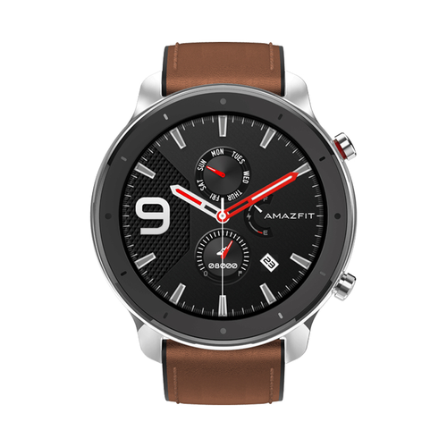 Смарт-часы Amazfit GTR 47mm stainless steel case leather strap серебристые 671000₽