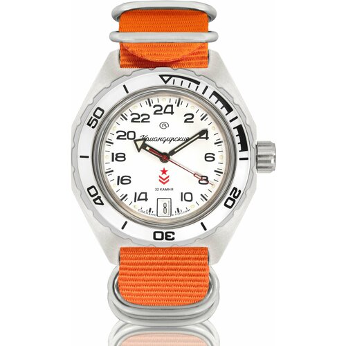 Наручные часы Восток Командирские, оранжевый часы мужские механические восток 650546 с автоподзаводом резина оранжевая