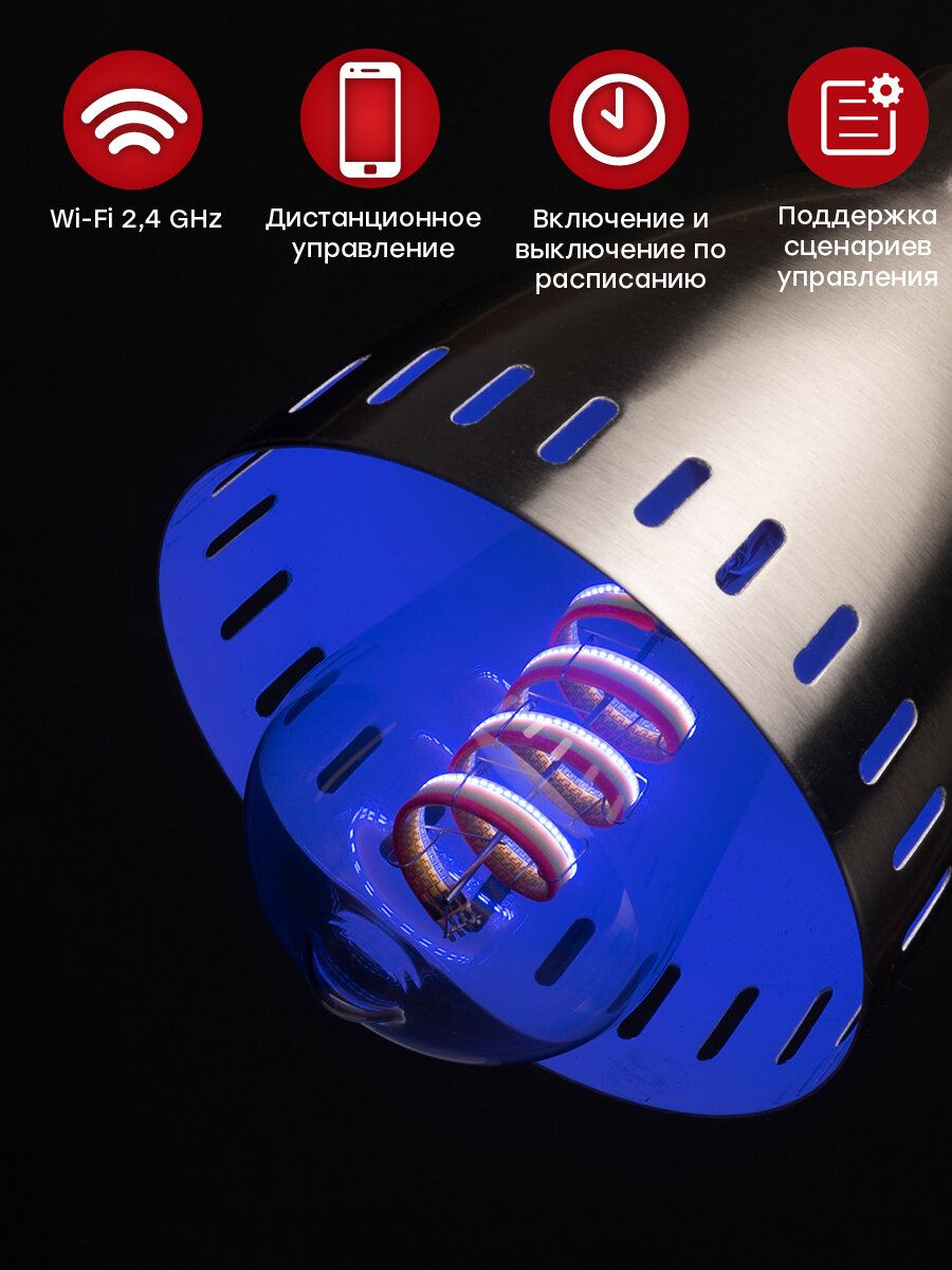 Лампа EKF филаментная RGBE27 ST64 - фото №3