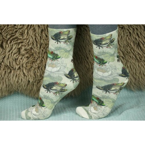 фото Носки шерстянки, размер 35/38, зеленый, белый