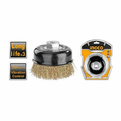 Щетка для УШМ 100мм 03мм чашка провол WB11005 INGCO INDUSTRIAL 530₽
