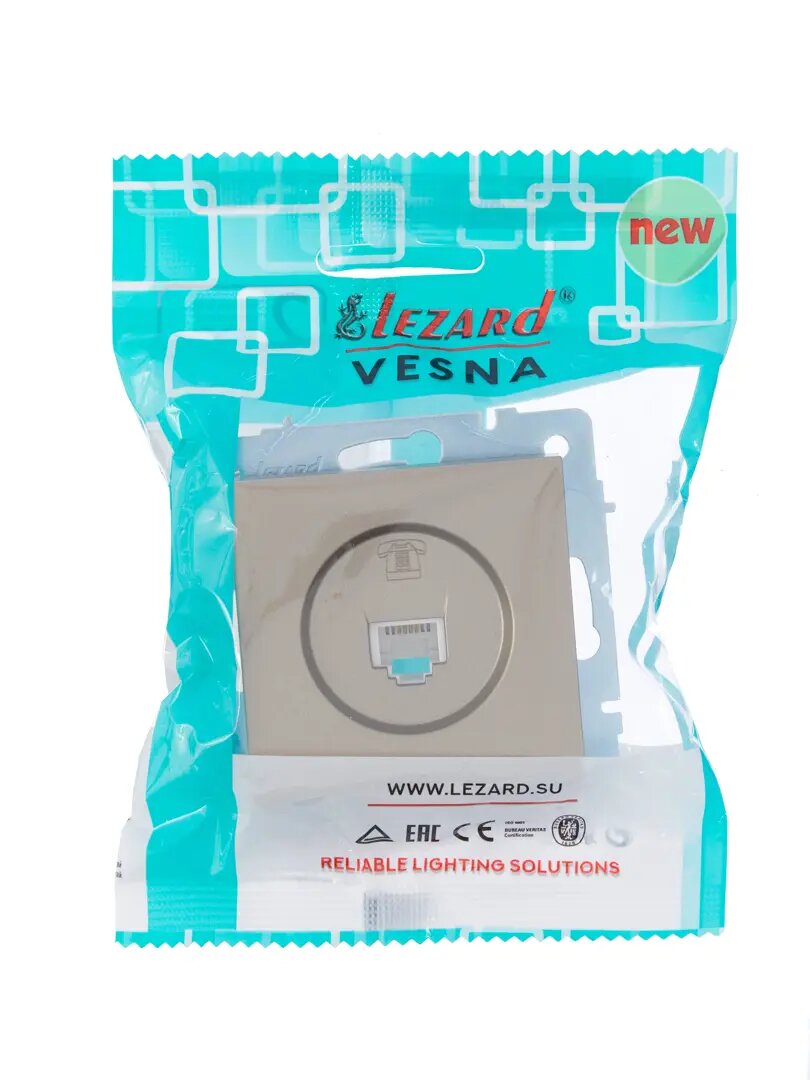 Телефонная розетка встраиваемая Lezard Vesna 742-3788-137 без заземления цвет титан - фото №12