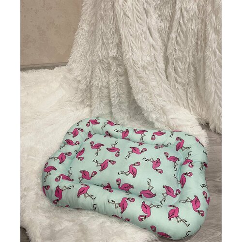 Лежанка для животных 60х45 см овальная, двухсторонняя, теплая, мягкая для кошек и собак, лежак для животных.