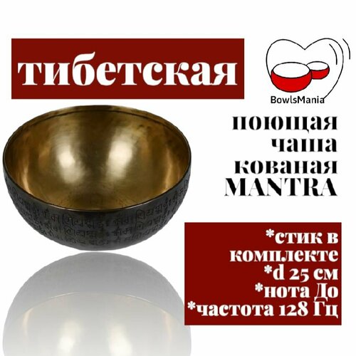 Bowls Mania Тибетская поющая чаша кованая Mantra ( Мантра) , диаметр 25 см, нота до, частота 128Гц