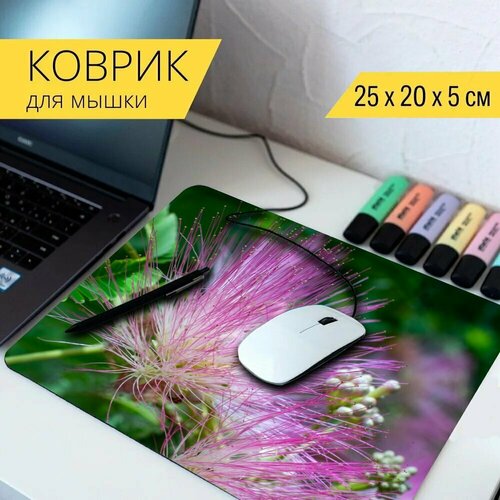 Коврик для мыши с принтом Зеленый, цветок, природа 25x20см.