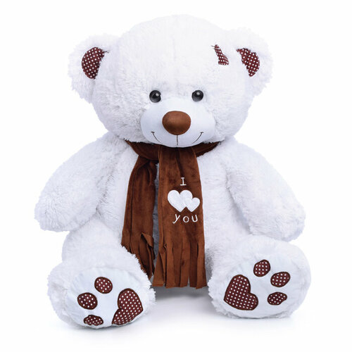 Медведь Тони с шарфом В110 цвет: белый медведь тони в110 бурый мт 60 78