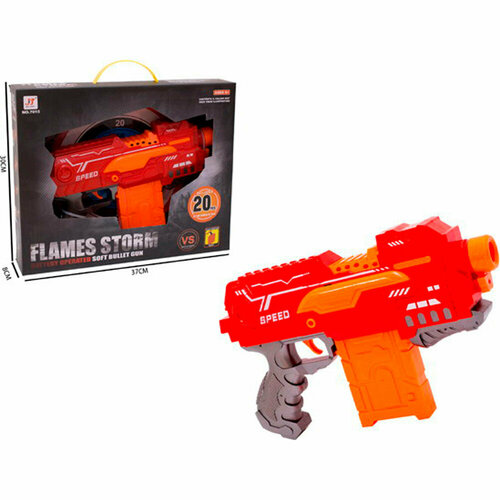 игрушечный инструмент игровой набор Автоматический бластер FLAMES STORM с мягкими снарядами 7015 37см TONGDE