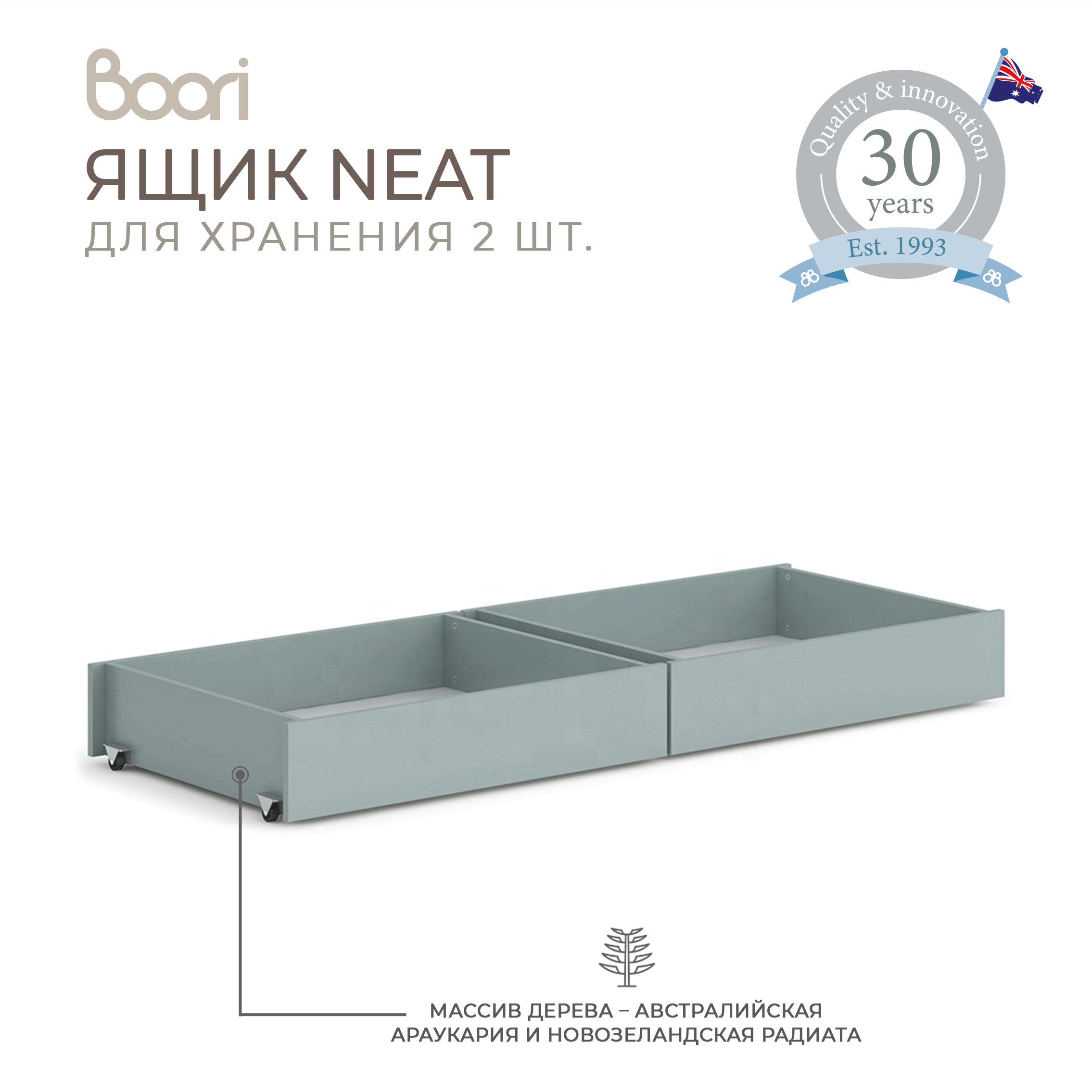 Ящики Neat для хранения под кроватью Neat Single Bed 2 шт. / Голубика