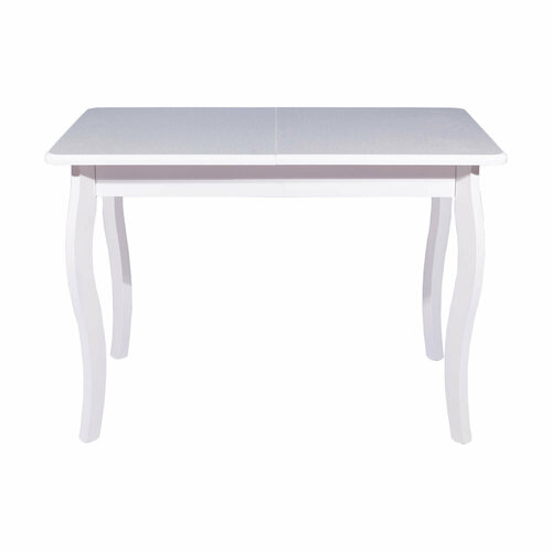 Стол обеденный раздвижной, Дом Столов, Персей, 1100(1400)*700 с пластиком 2 уп. (тон Эмаль белая /пластик 3043 семолина серая)