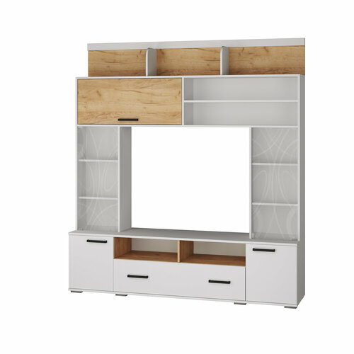 Гостиная Оскар-18 центральная секция ОГЦС-2 2100х1900х430 белыйдуб крафт золотой 18500₽