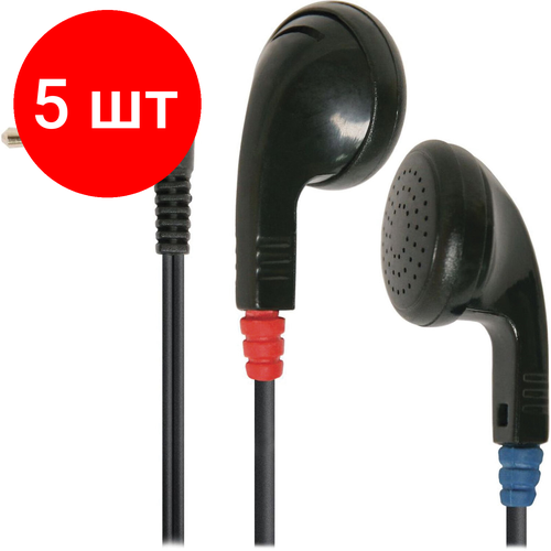 Комплект 5 шт Наушники DEFENDER Basic 634 проводные 11 м стерео вкладыши черные 63634 105500₽