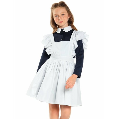 Платье LETTY, размер 128, белый школьный фартук размер 128 белый синий