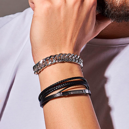 фото Жесткий браслет lero, размер 21 см, размер one size, серебряный