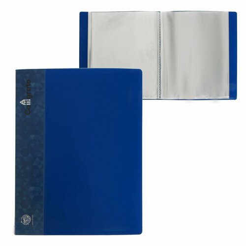 Папка с 100 вкладышами А4, 700 мкм, Calligrata, карман на корешке, синяя calligrata папка на 100 файлов а4 пластик 700 мкм синий