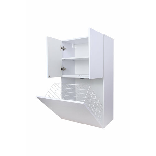 Шкаф навесной в ванную комнату Глория 05ТК2 с корзиной для белья