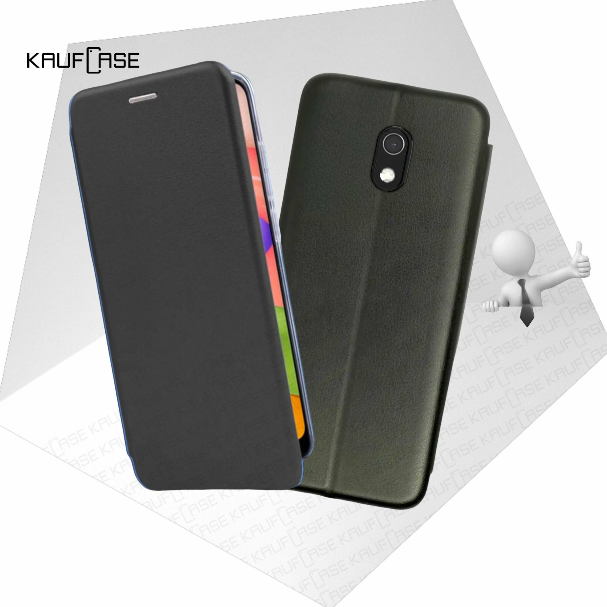 Чехол книжка KaufCase для телефона Xiaomi Redmi 8A (6.22"), черный. Трансфомер