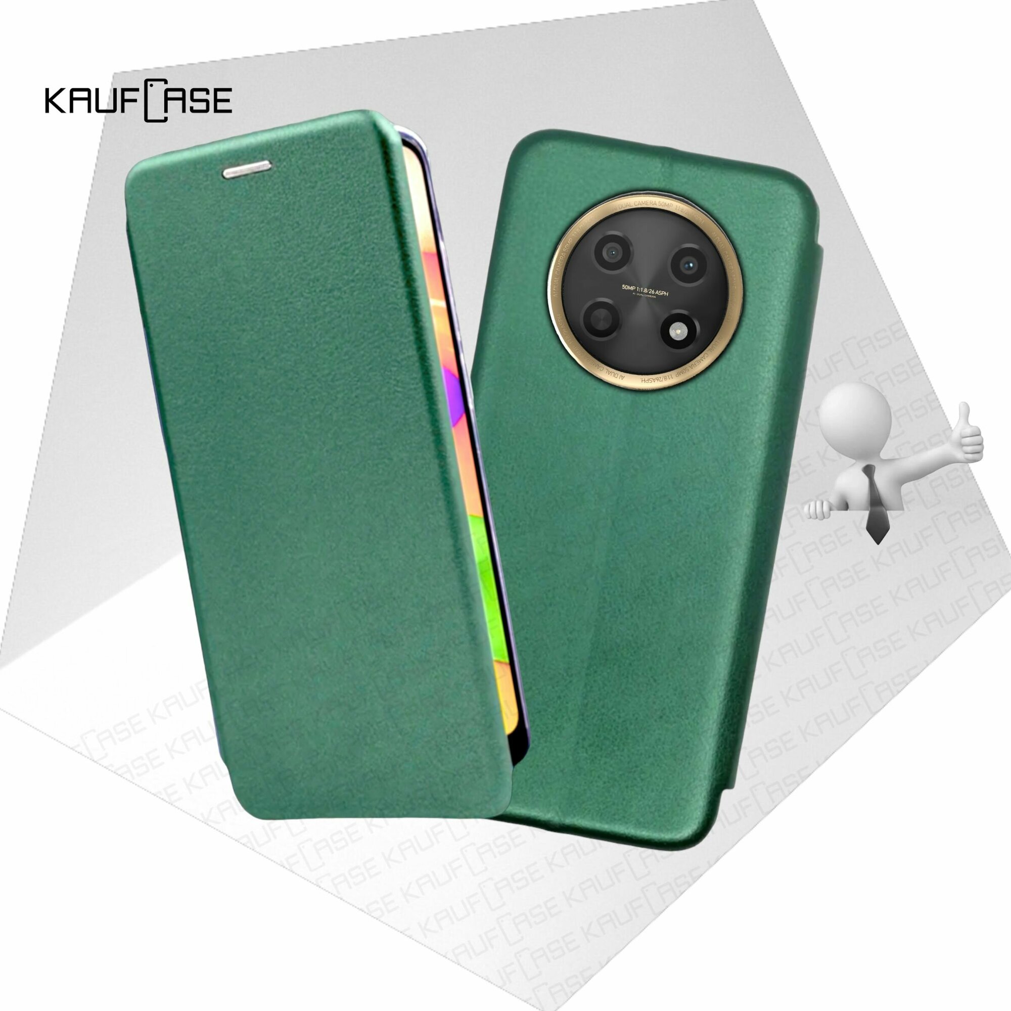 Чехол книжка KaufCase для телефона Huawei Nova Y91 (CTG-LX1) (6.95"), темно-зеленый. Трансфомер